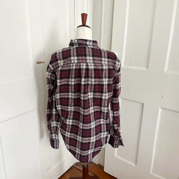 Croft & Barrow Maroon & White Plaid Flannel Men's L - Picture 2 of 7